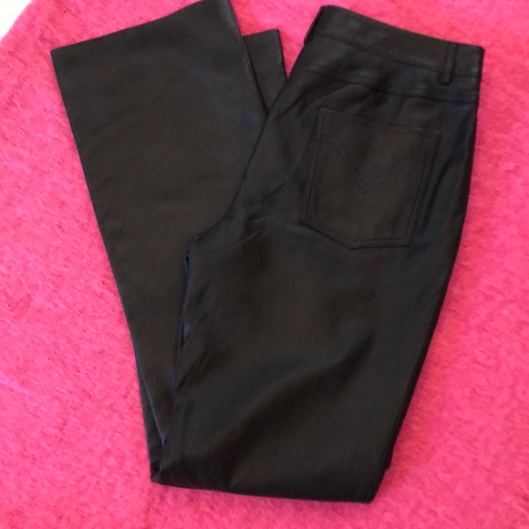 Etcetera Supple Leather high waist classic jean pocket style wide pants. - Picture 6 of 13